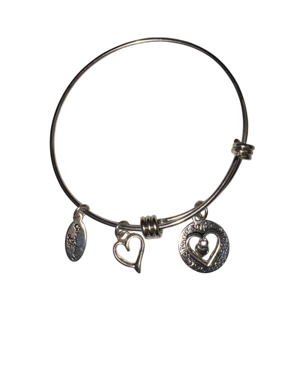 "Extraordinary Life."  Bangle Bracelet 925 Sterling Silver Forever Love